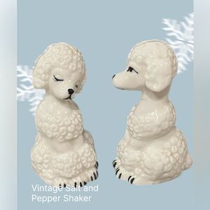 White Ceramic Poodle Salt and Pepper Shaker Set